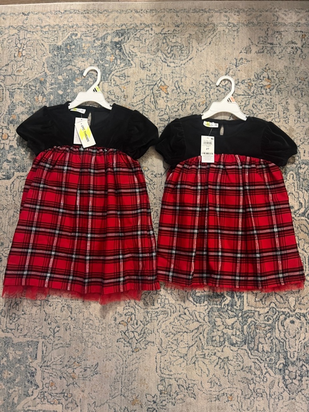 2T & 4T matching girls’ holiday dresses NEW